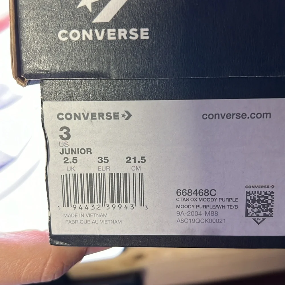 Converse Sneakers Shoes Moody Purple Glitter Kids Juniors Girls Size 3